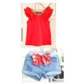 Conjunto Blusa e Shorts Jeans